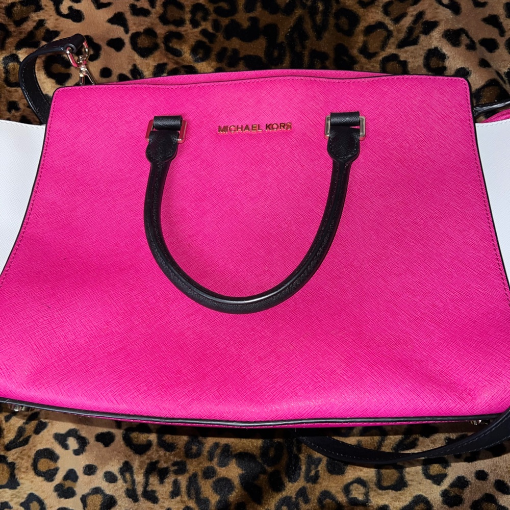 Vintage Michael Kors Fuchsia and Black Tote